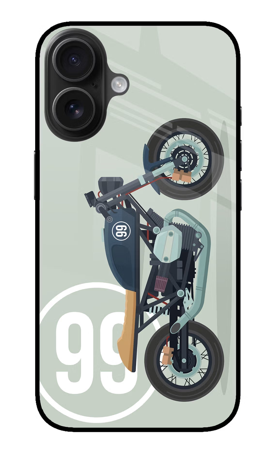 Classic Cafe Racer 99 iPhone 16 Glass Case Back Cover by Casekaro