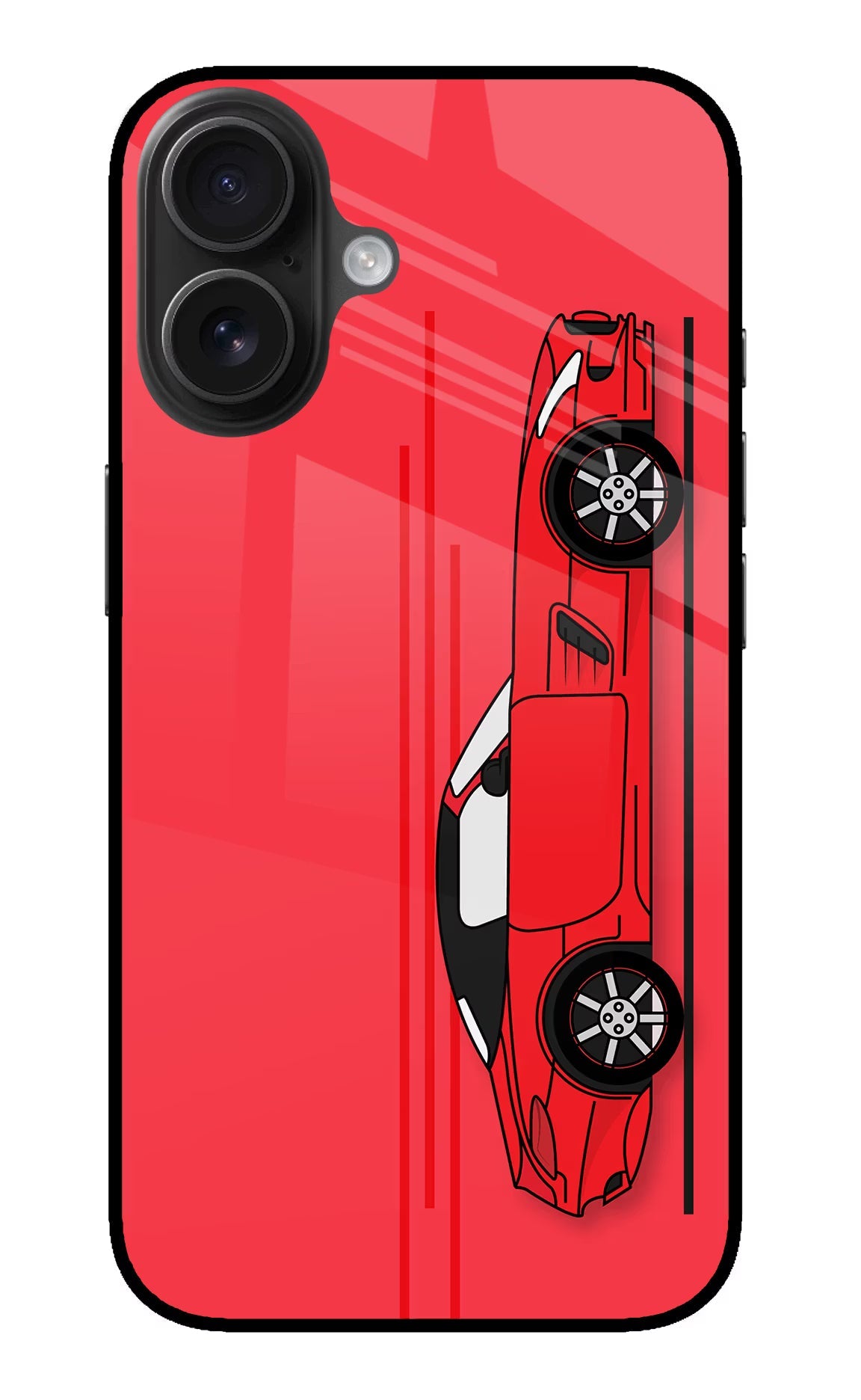 Red Velocity iPhone 16 Glass Case Back Cover by Casekaro