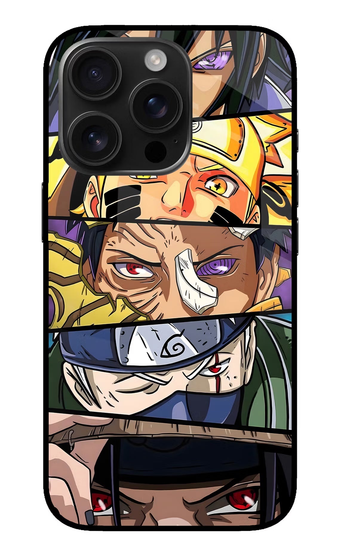 Naruto Character iPhone 16 Pro Glass Case Back Cover by Casekaro