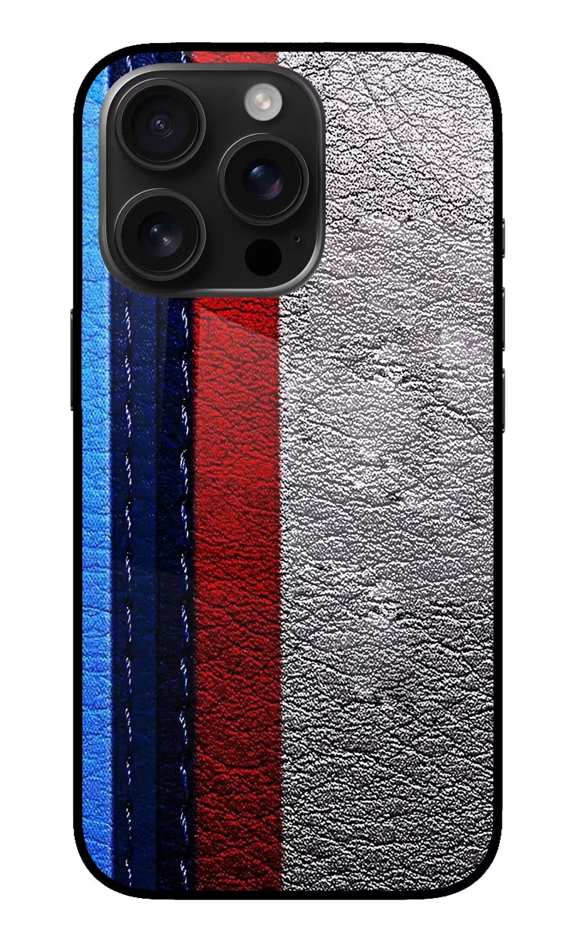 BMW Stripes iPhone 16 Pro Max Glass Case Back Cover by Casekaro