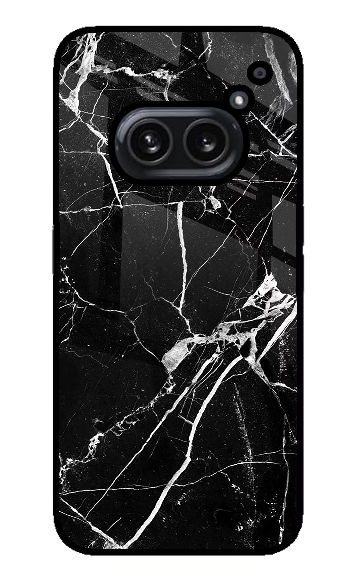 Black Marble Pattern Nothing Phone 2A Plus Glass Case Back Cover by Casekaro