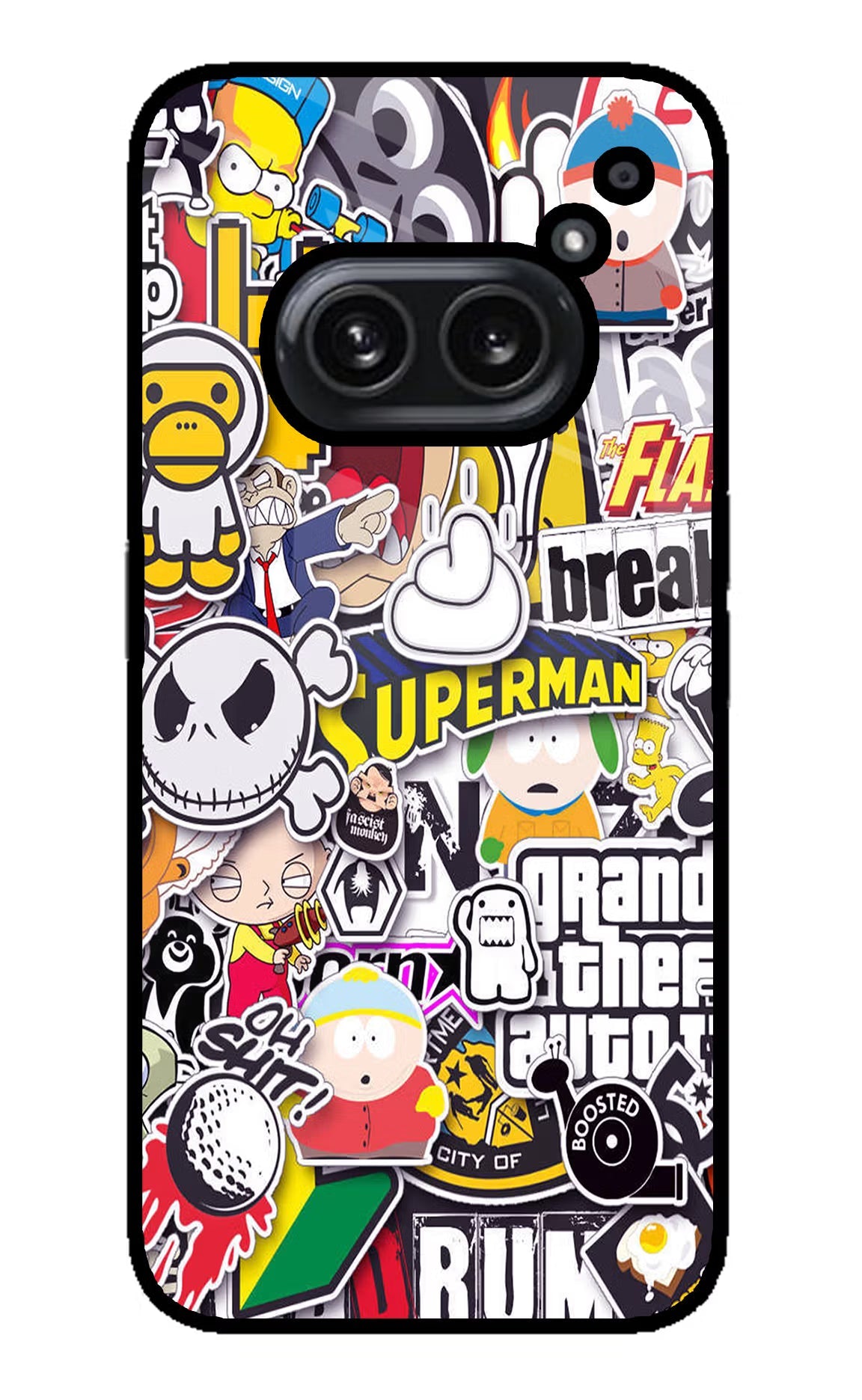 Sticker Bomb Nothing Phone 2A Plus Glass Case Back Cover by Casekaro