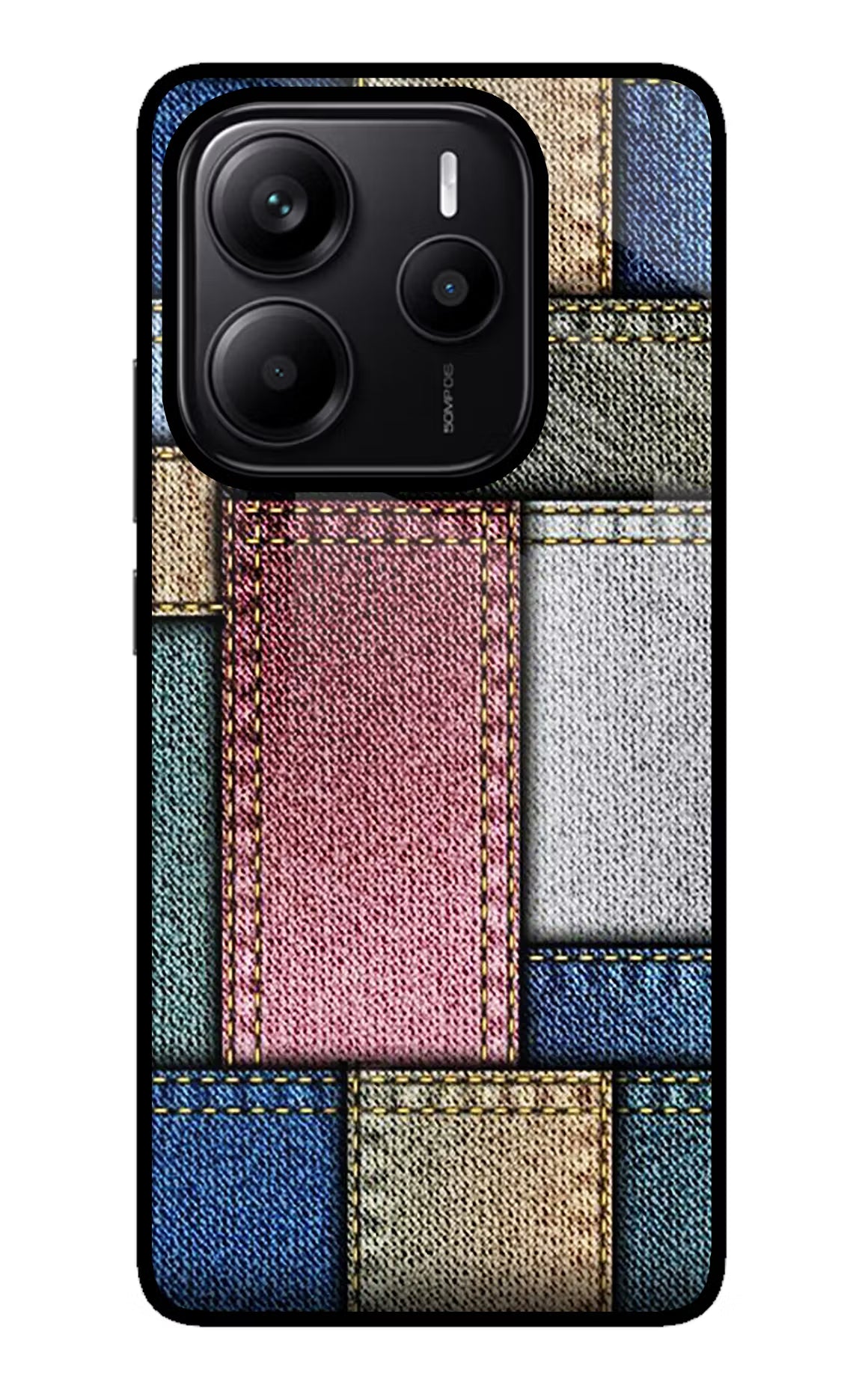 Multicolor Jeans Redmi Note 14 5G Glass Case Back Cover by Casekaro