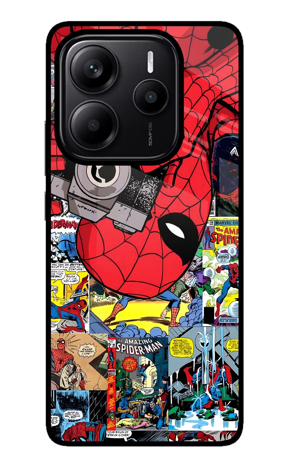Spider Man Redmi Note 14 5G Glass Case Back Cover by Casekaro