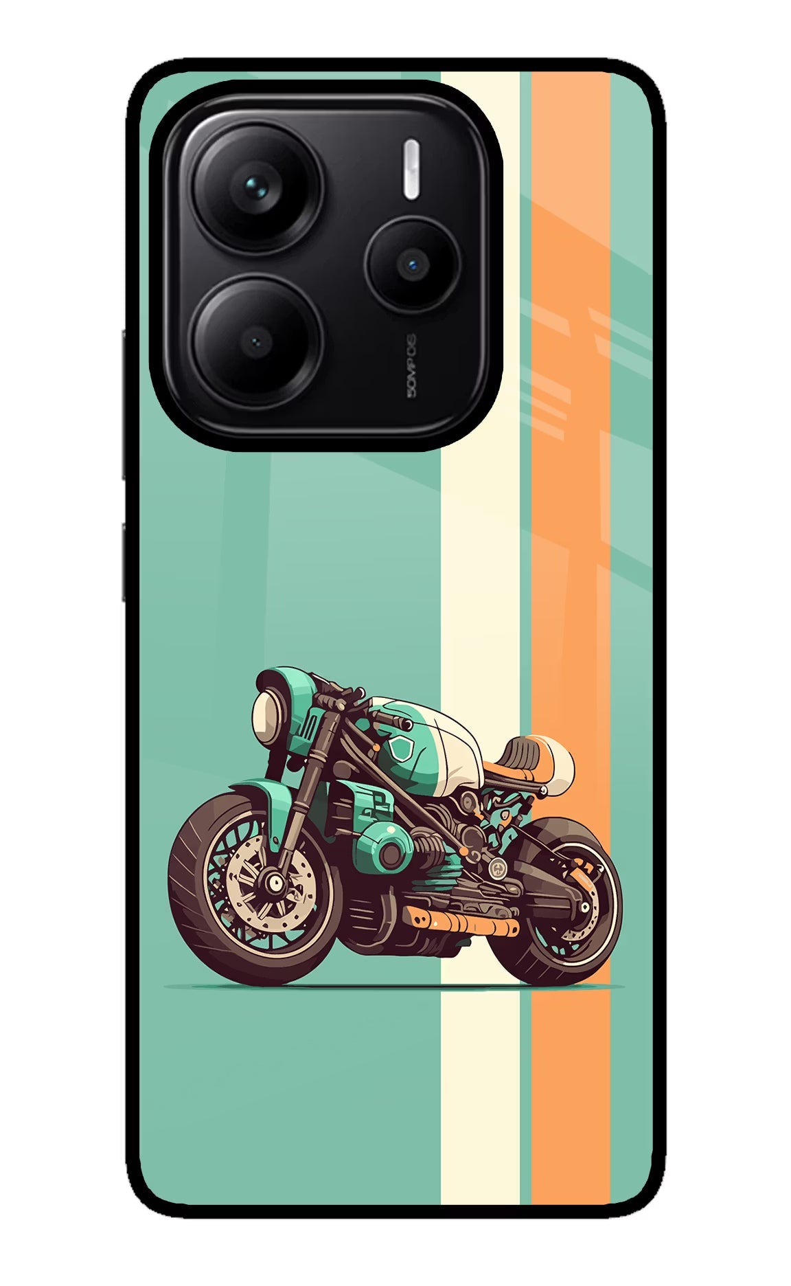 Striped Moto Drift Redmi Note 14 5G Glass Case Back Cover by Casekaro