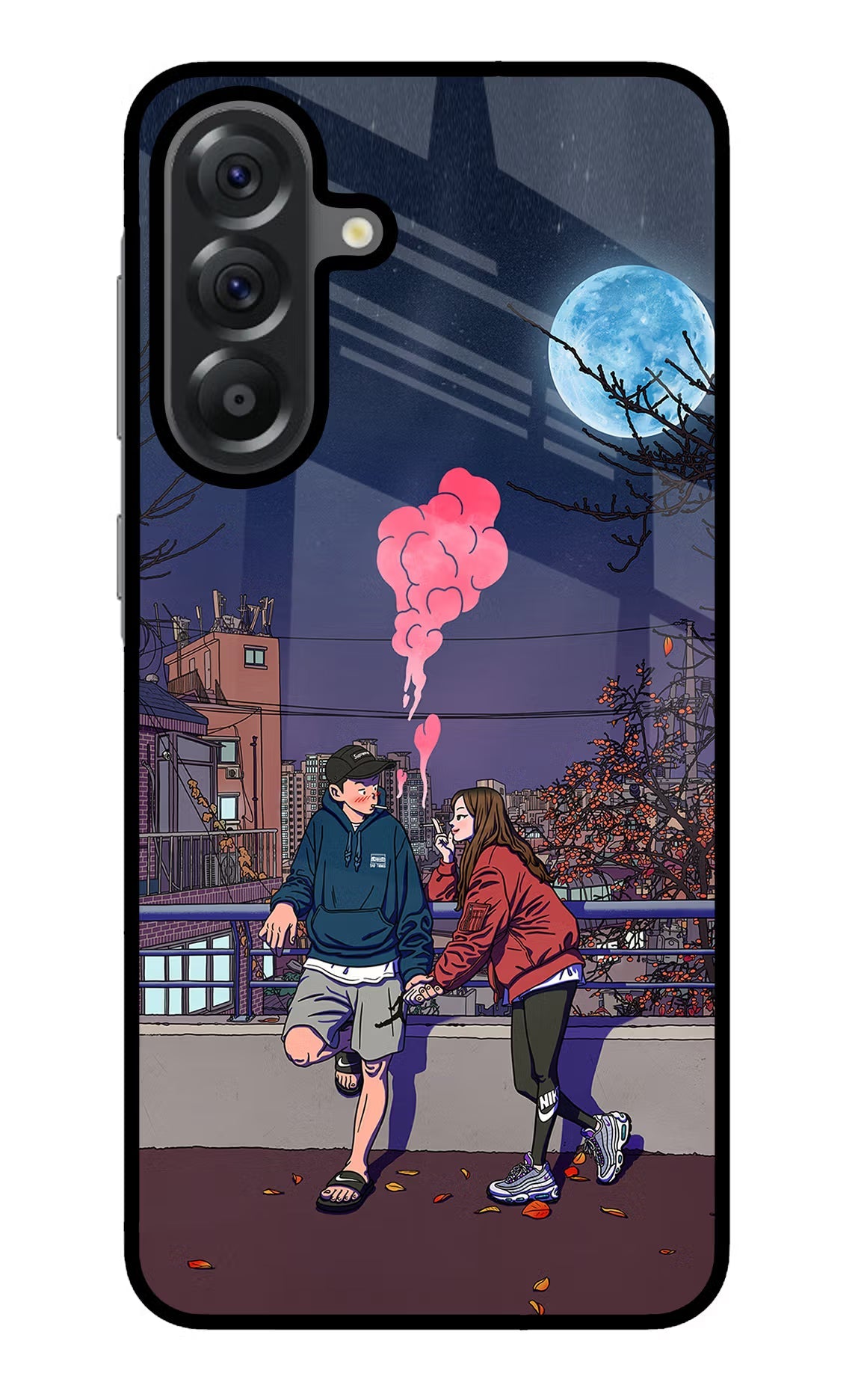 Chilling Couple Samsung A56 5G Glass Case Back Cover by Casekaro