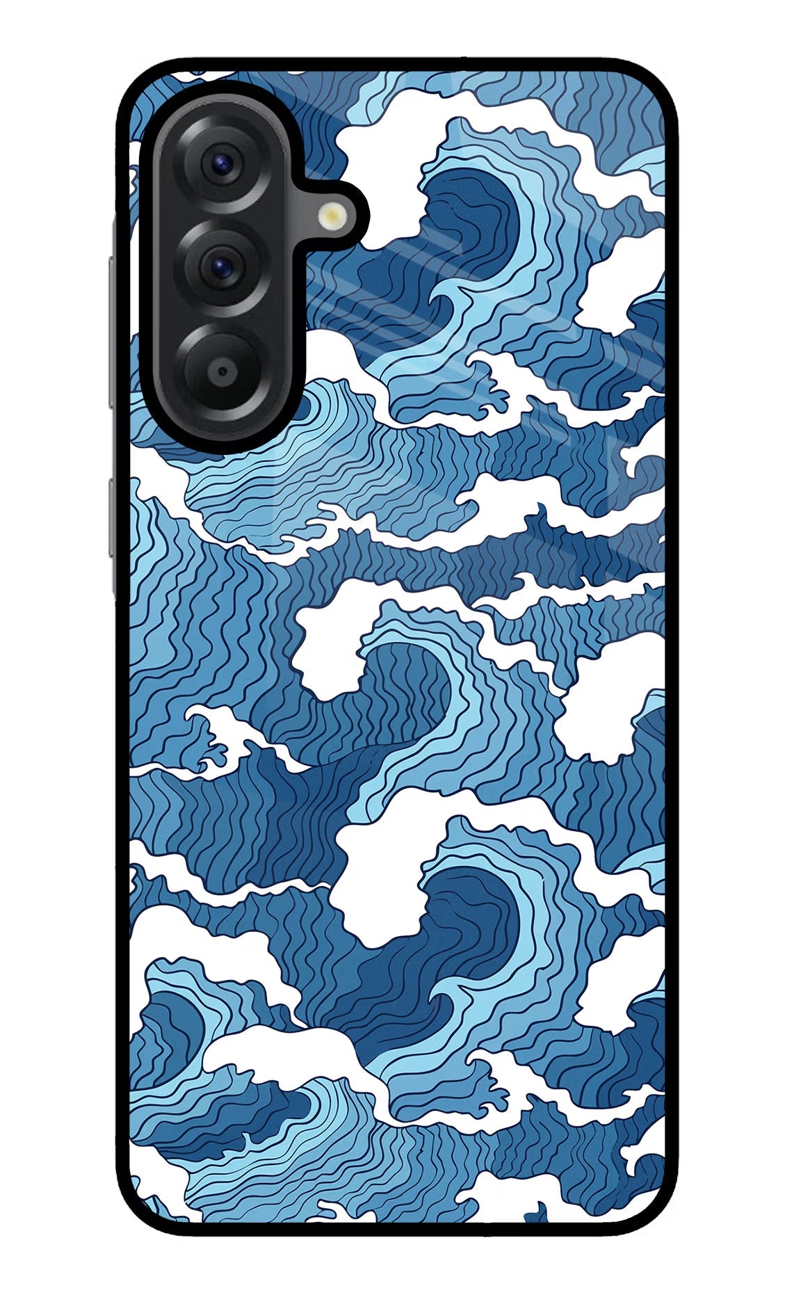 Blue Waves Samsung A56 5G Glass Case Back Cover by Casekaro