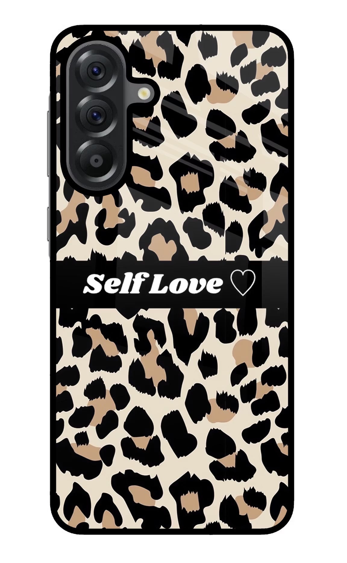 Leopard Print Self Love Samsung A56 5G Glass Case Back Cover by Casekaro
