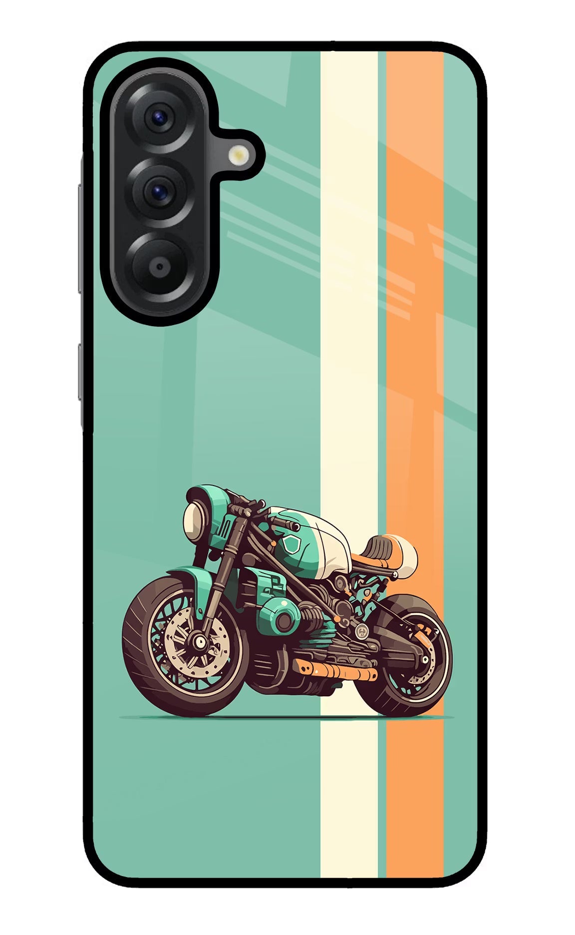 Striped Moto Drift Samsung A56 5G Glass Case Back Cover by Casekaro