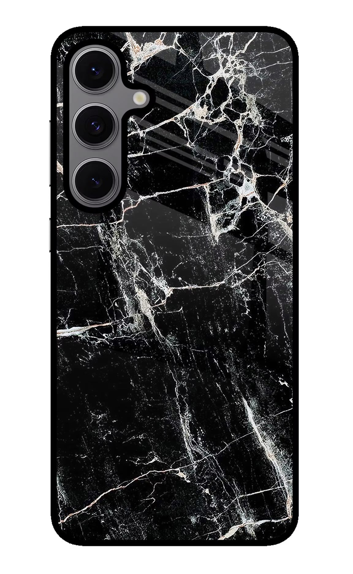 Black Marble Texture Samsung S24 FE 5G Glass Case Back Cover by Casekaro