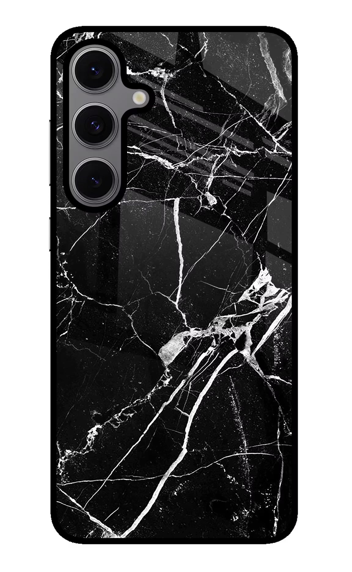 Black Marble Pattern Samsung S24 FE 5G Glass Case Back Cover by Casekaro