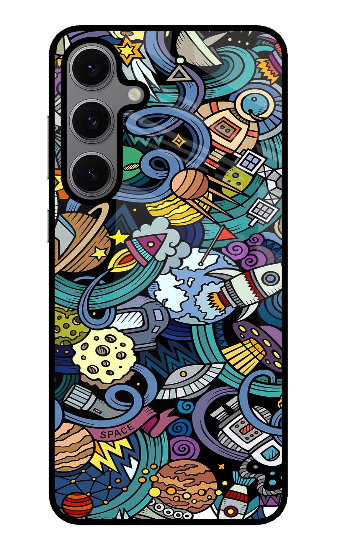 Space Abstract Samsung S24 FE 5G Glass Case Back Cover by Casekaro