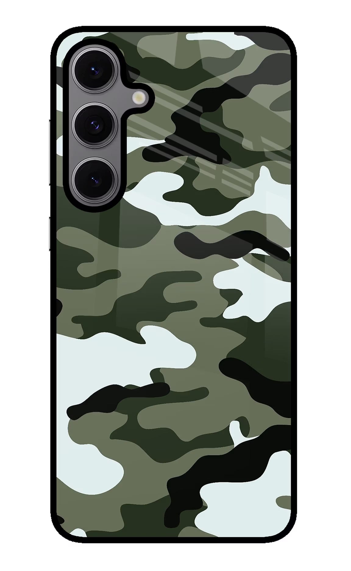 Camouflage Samsung S24 FE 5G Glass Case Back Cover by Casekaro