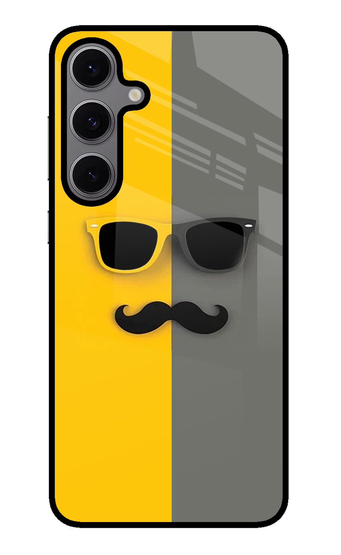 Sunglasses with Mustache Samsung S24 FE 5G Glass Case Back Cover by Casekaro