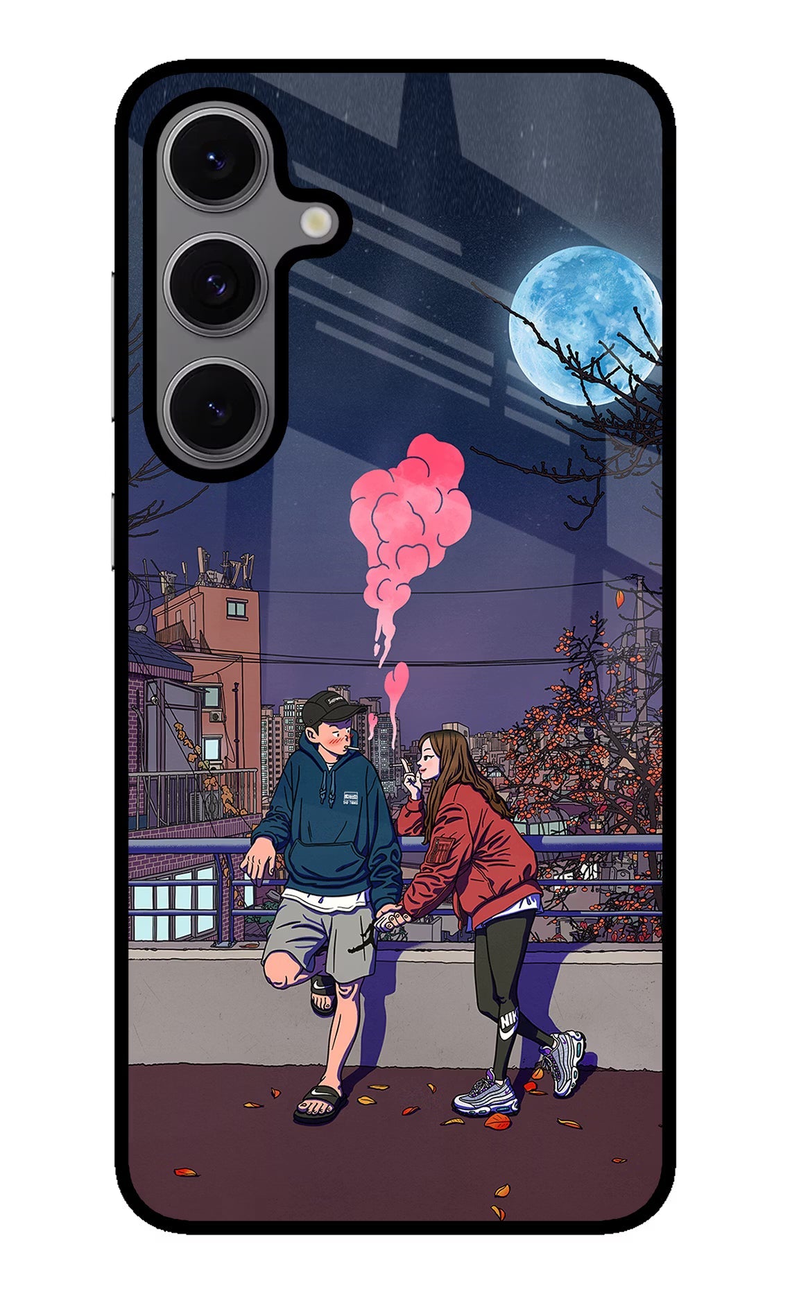 Chilling Couple Samsung S24 FE 5G Glass Case Back Cover by Casekaro