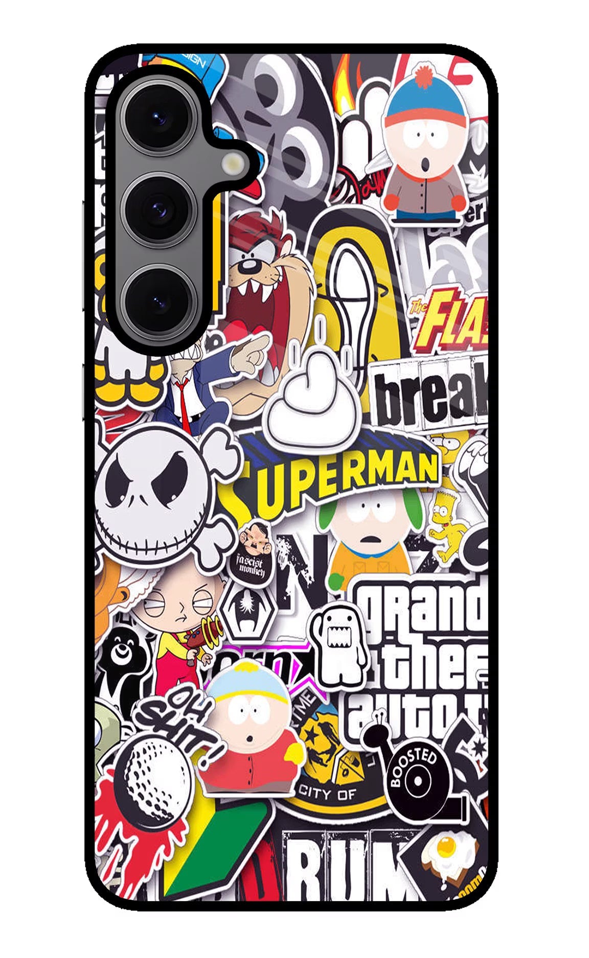 Sticker Bomb Samsung S24 FE 5G Glass Case Back Cover by Casekaro