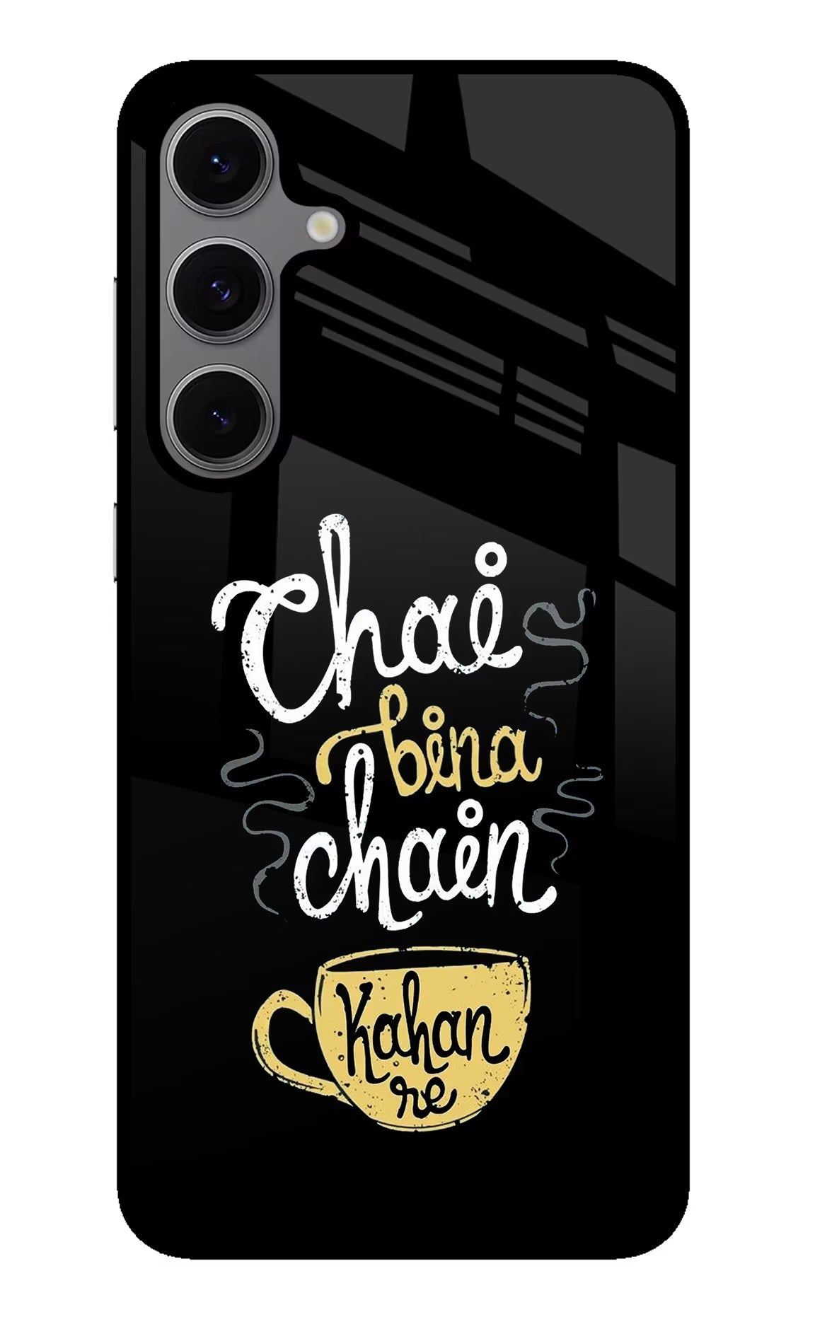 Chai Bina Chain Kaha Re Samsung S24 FE 5G Glass Case Back Cover by Casekaro