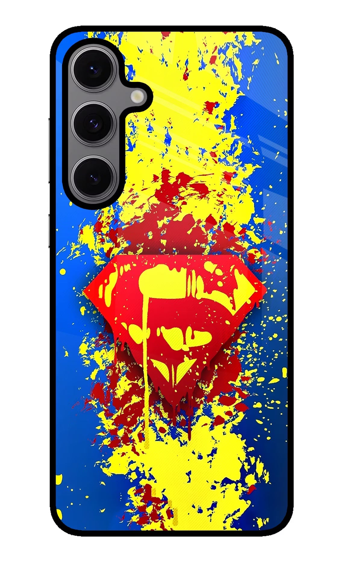 Superman logo Samsung S24 FE 5G Glass Case Back Cover by Casekaro