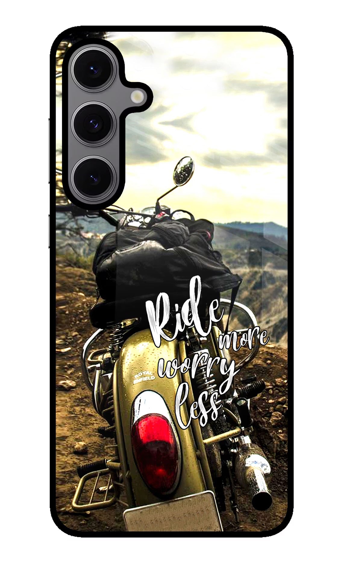 Ride More Worry Less Samsung S24 FE 5G Glass Case Back Cover by Casekaro