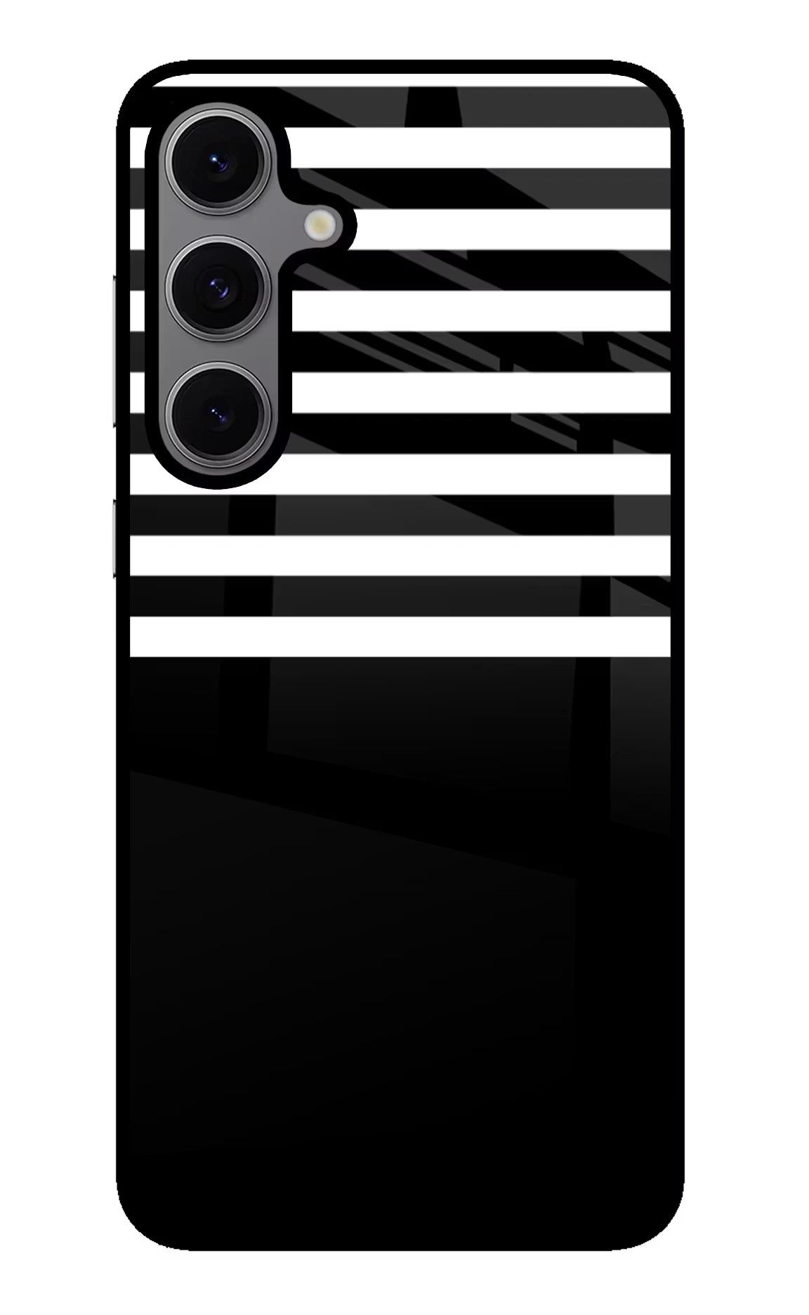 Black and White Print Samsung S24 FE 5G Glass Case Back Cover by Casekaro