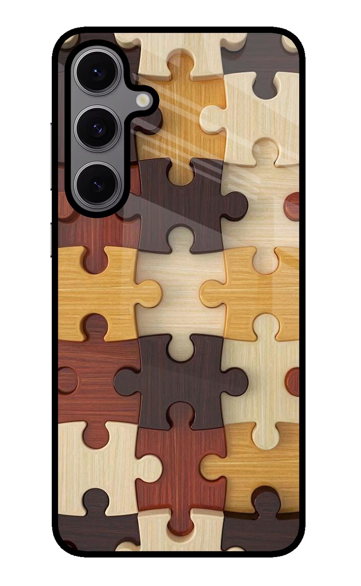Wooden Puzzle Samsung S24 FE 5G Glass Case Back Cover by Casekaro