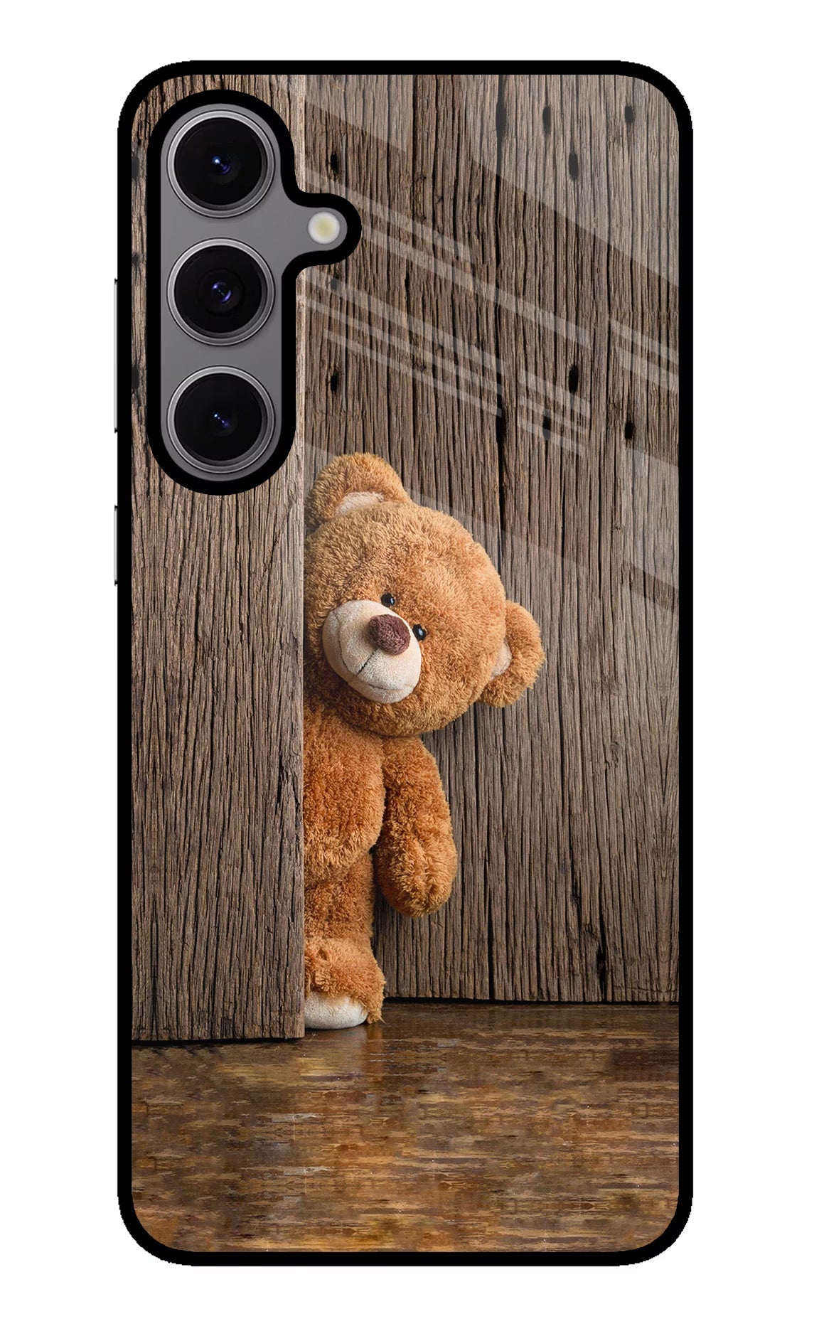 Teddy Wooden Samsung S24 FE 5G Glass Case Back Cover by Casekaro