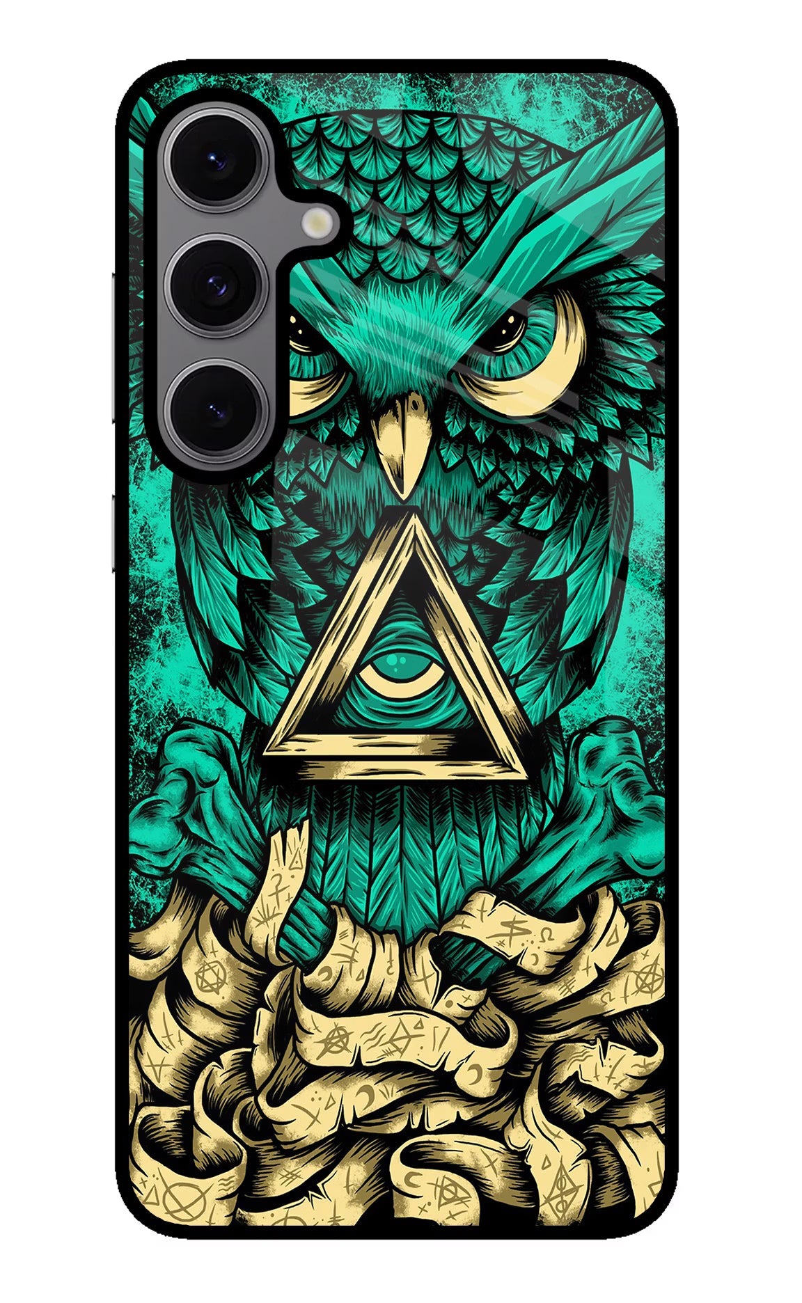 Green Owl Samsung S24 FE 5G Glass Case Back Cover by Casekaro