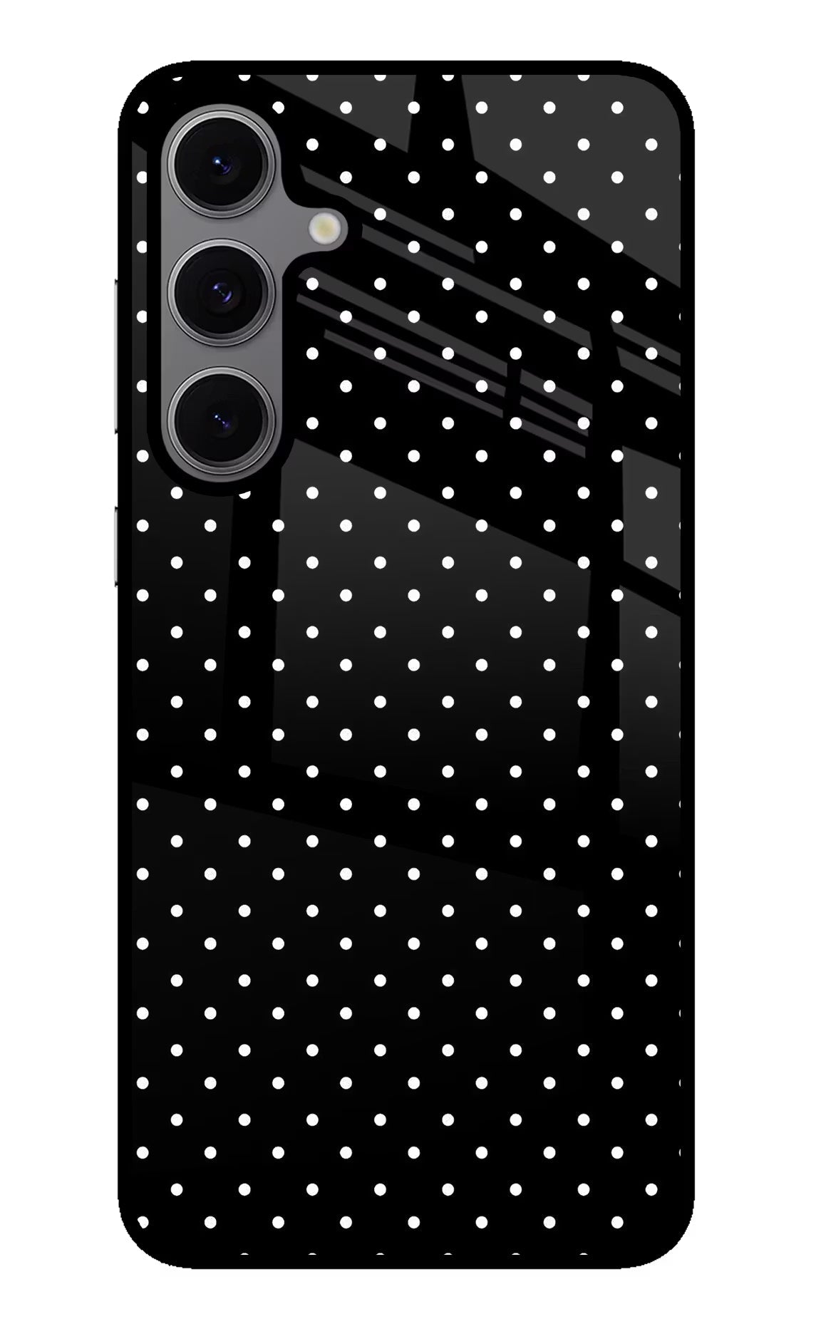 White Dots Samsung S24 FE 5G Glass Case Back Cover by Casekaro