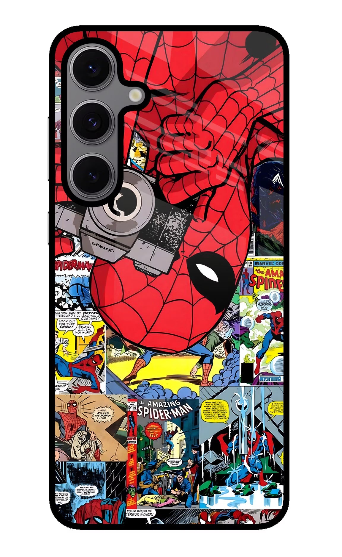 Spider Man Samsung S24 FE 5G Glass Case Back Cover by Casekaro