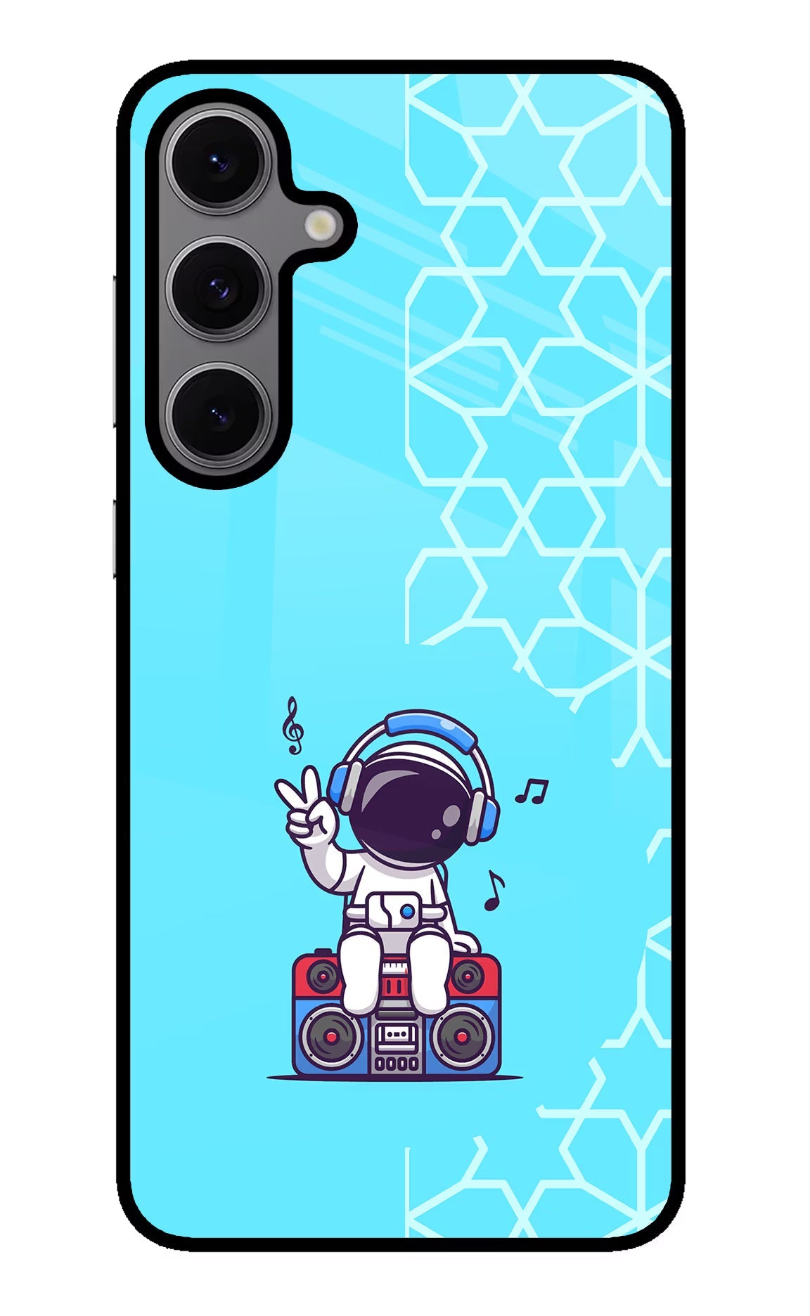 Cute Astronaut Chilling Samsung S24 FE 5G Glass Case Back Cover by Casekaro