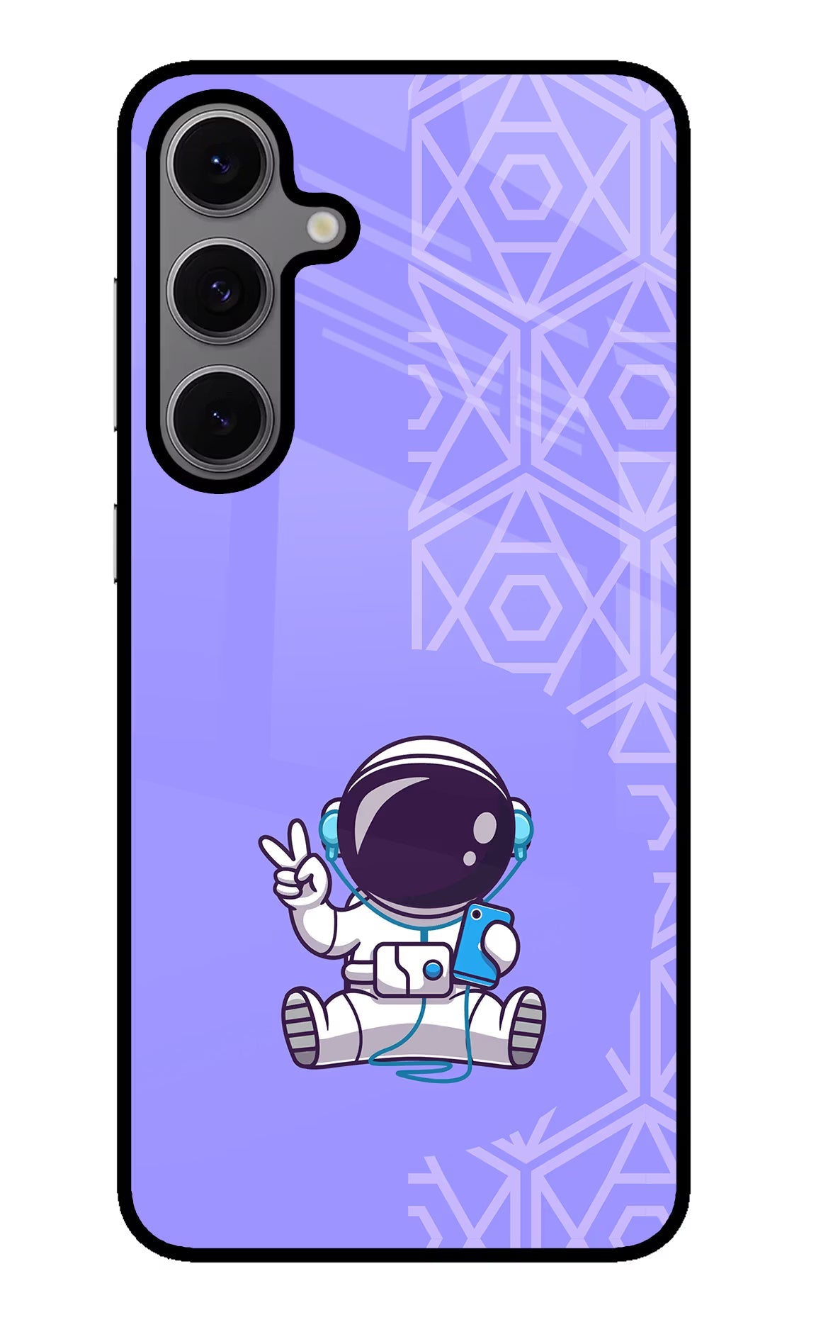 Cute Astronaut Chilling Samsung S24 FE 5G Glass Case Back Cover by Casekaro