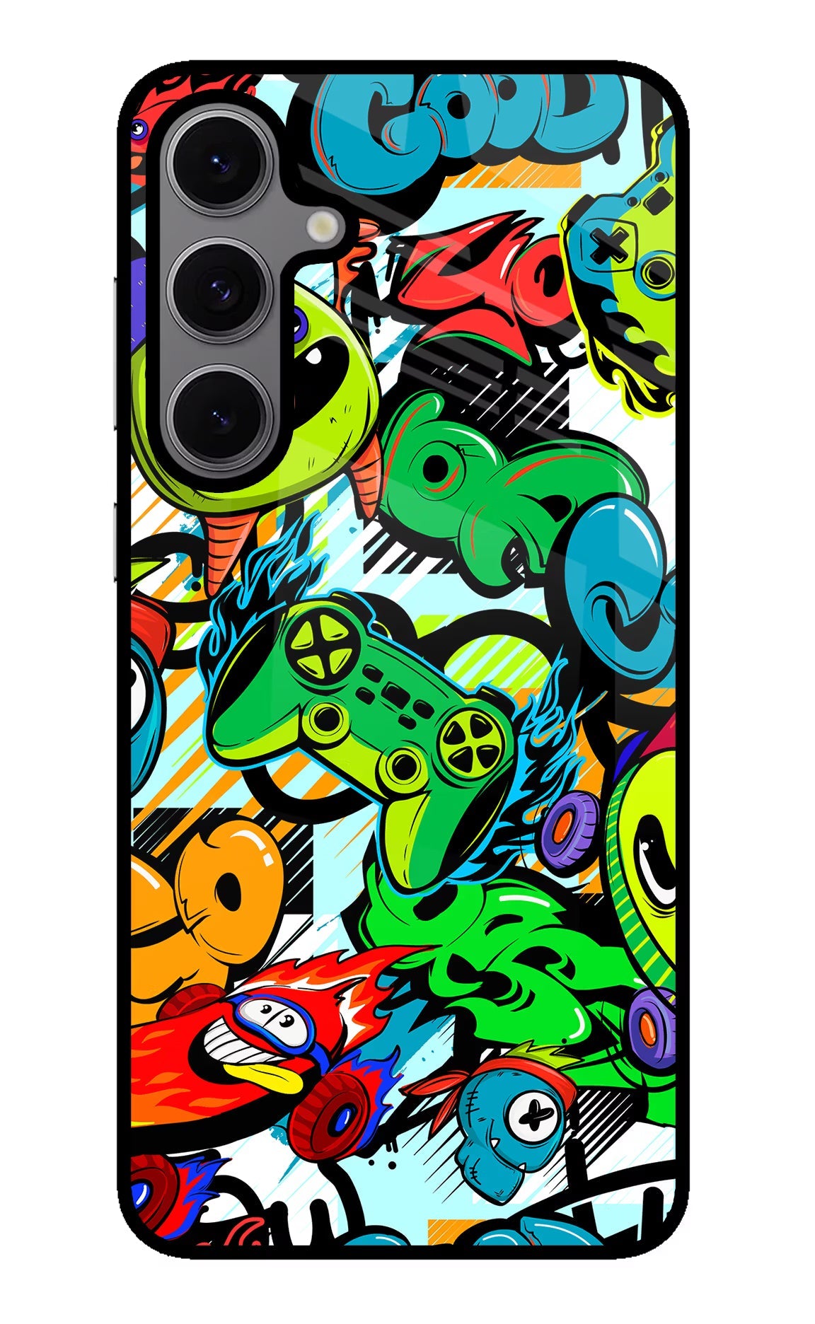 Game Doodle Samsung S24 FE 5G Glass Case Back Cover by Casekaro
