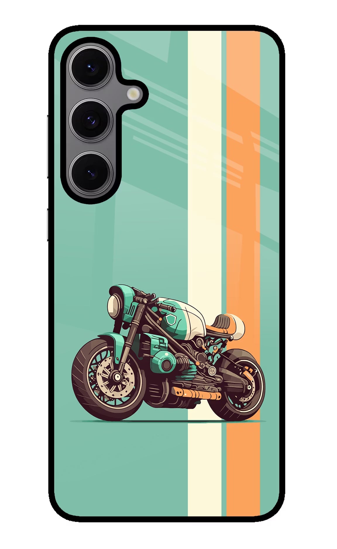 Striped Moto Drift Samsung S24 FE 5G Glass Case Back Cover by Casekaro