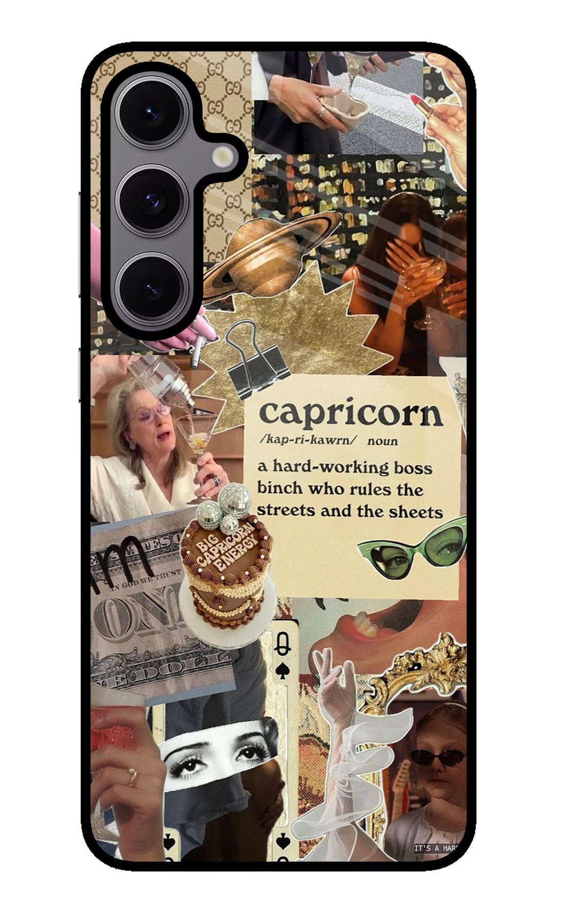 Capricorn Zodiac Samsung S24 FE 5G Glass Case Back Cover by Casekaro
