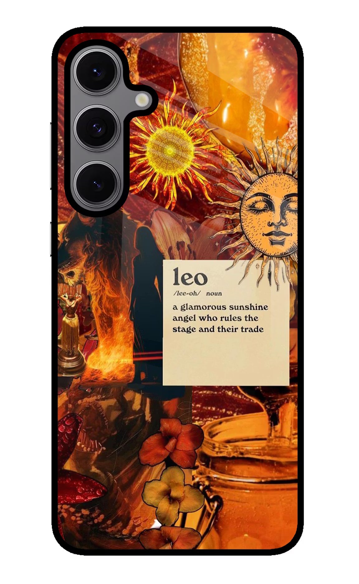 Leo Zodiac Samsung S24 FE 5G Glass Case Back Cover by Casekaro