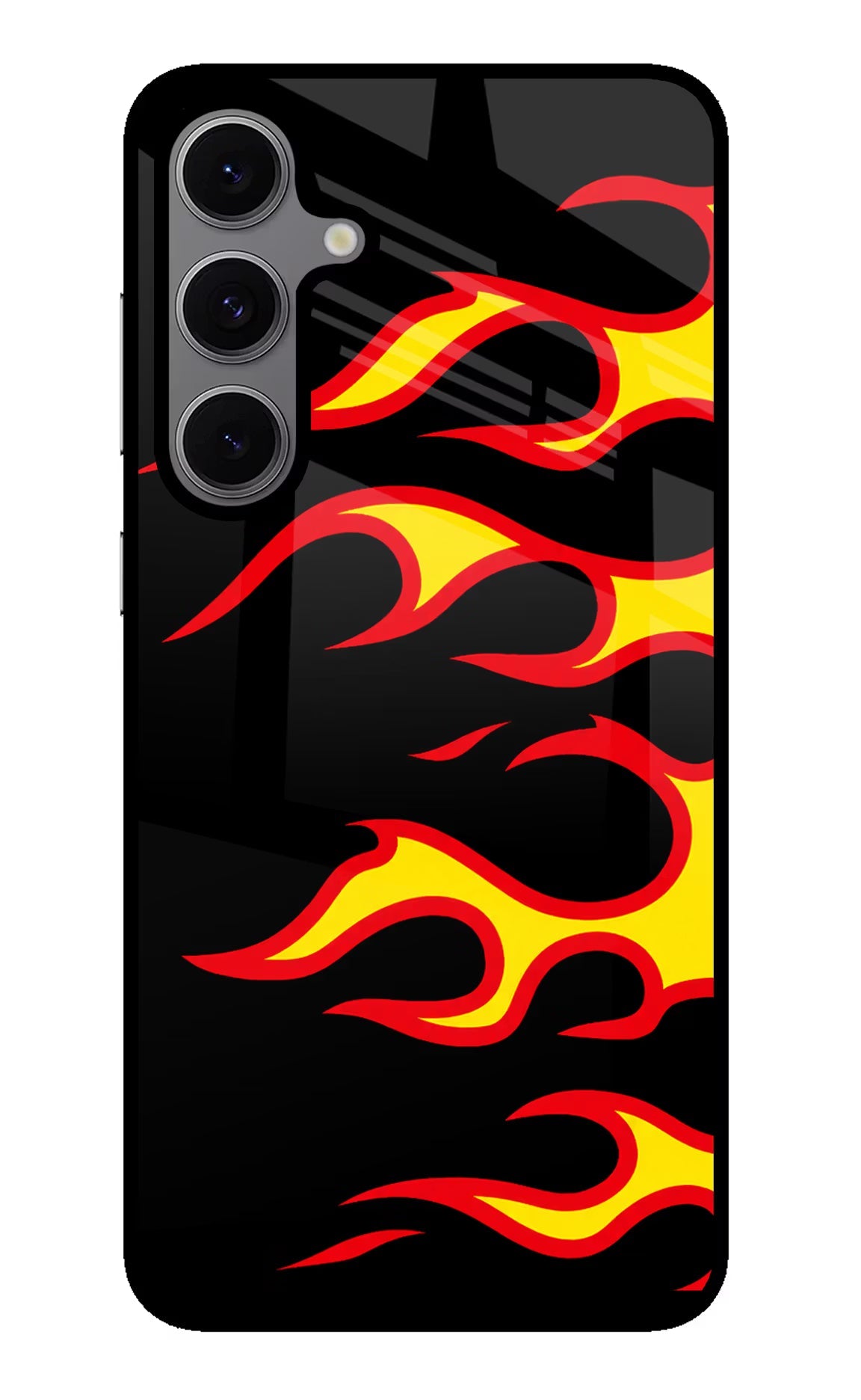 Side Sweep Flames Samsung S24 FE 5G Glass Case Back Cover by Casekaro
