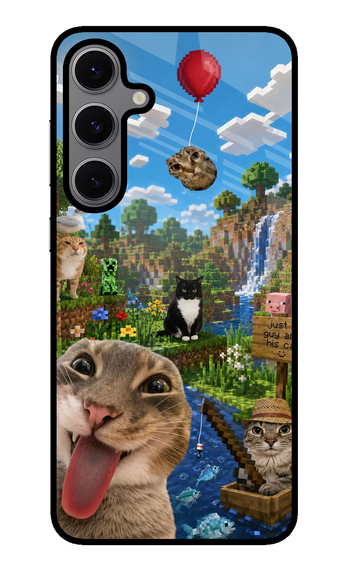 Minecraft Cat Chaos Samsung S24 FE 5G Glass Case Back Cover by Casekaro