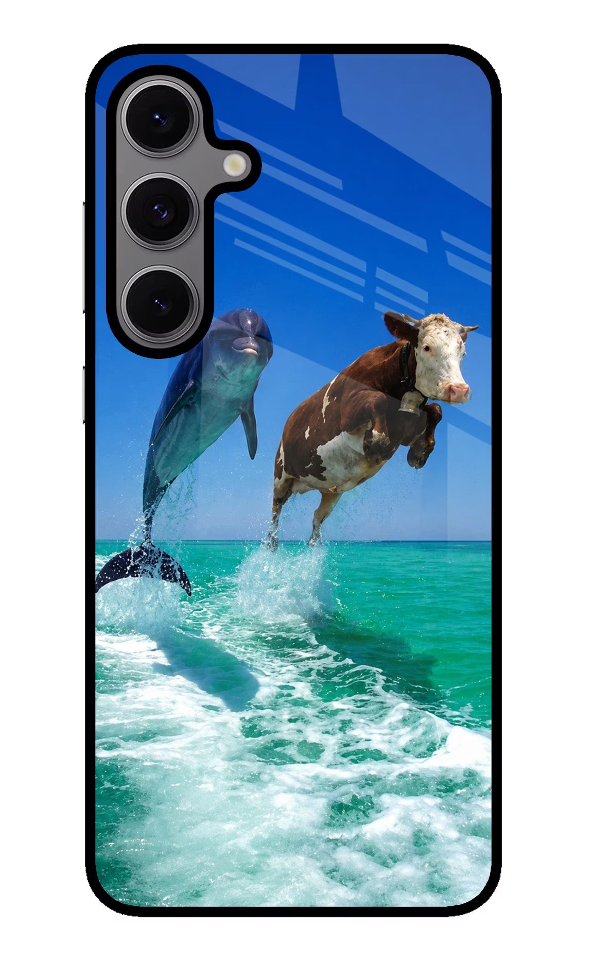 Dolphin vs Cow Samsung S24 FE 5G Glass Case Back Cover by Casekaro