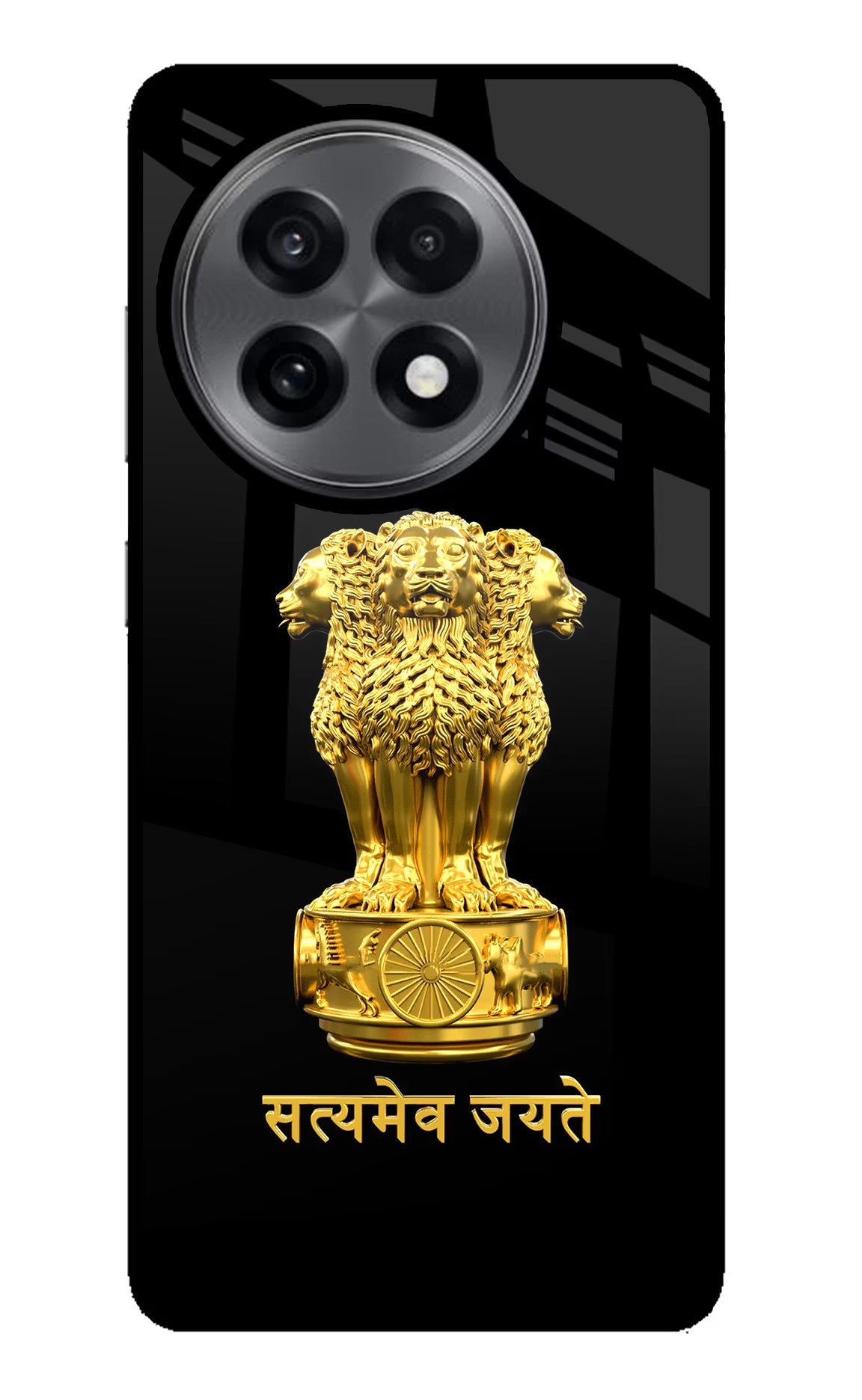 Satyamev Jayate Golden OnePlus 13R Glass Case Back Cover by Casekaro