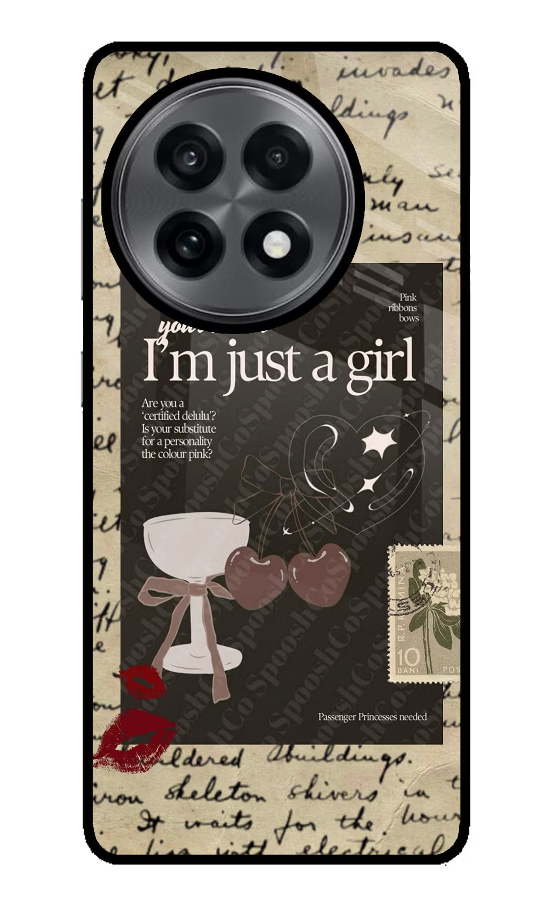 I am just a girl OnePlus 13R Glass Case Back Cover by Casekaro