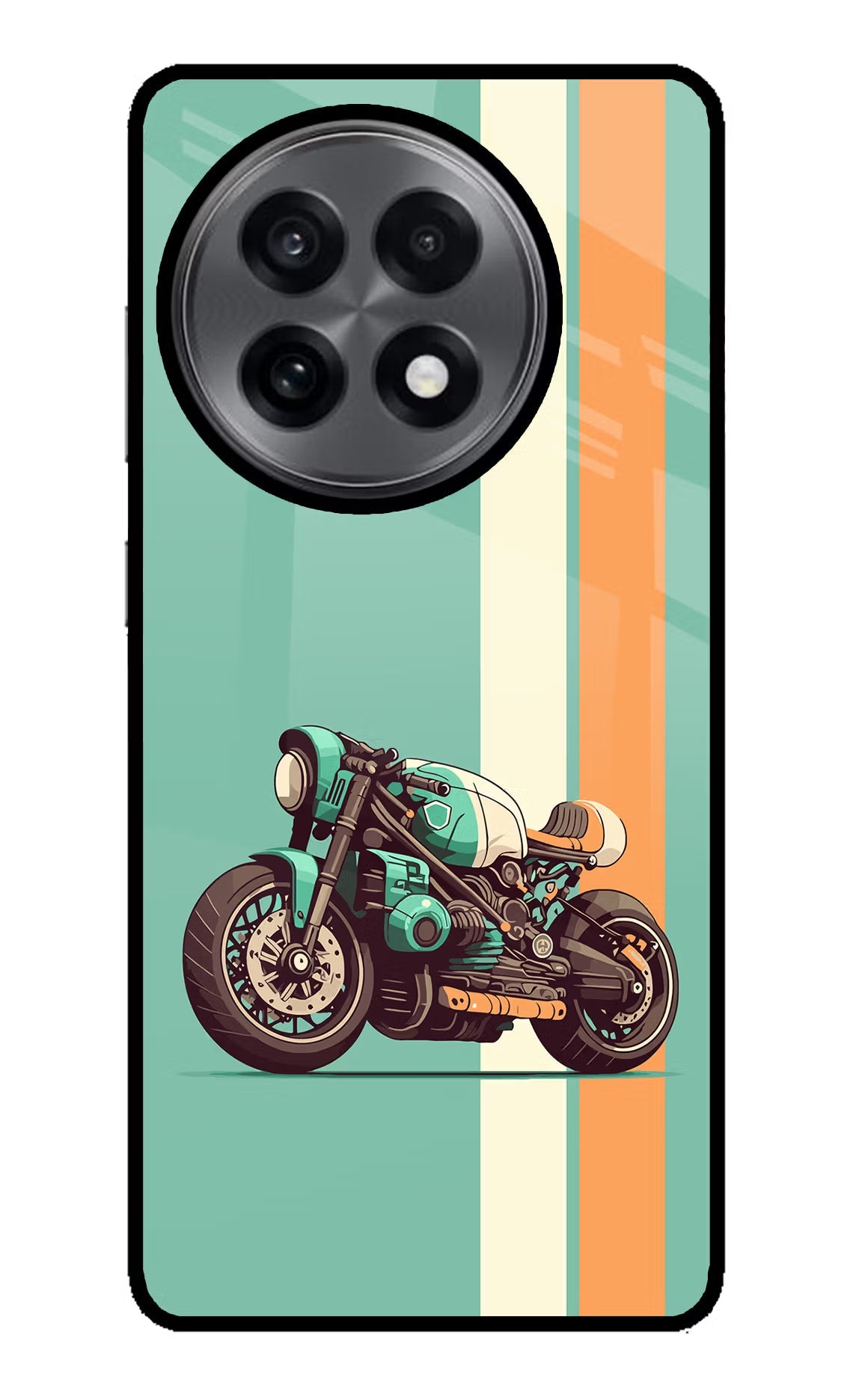 Striped Moto Drift OnePlus 13R Glass Case Back Cover by Casekaro