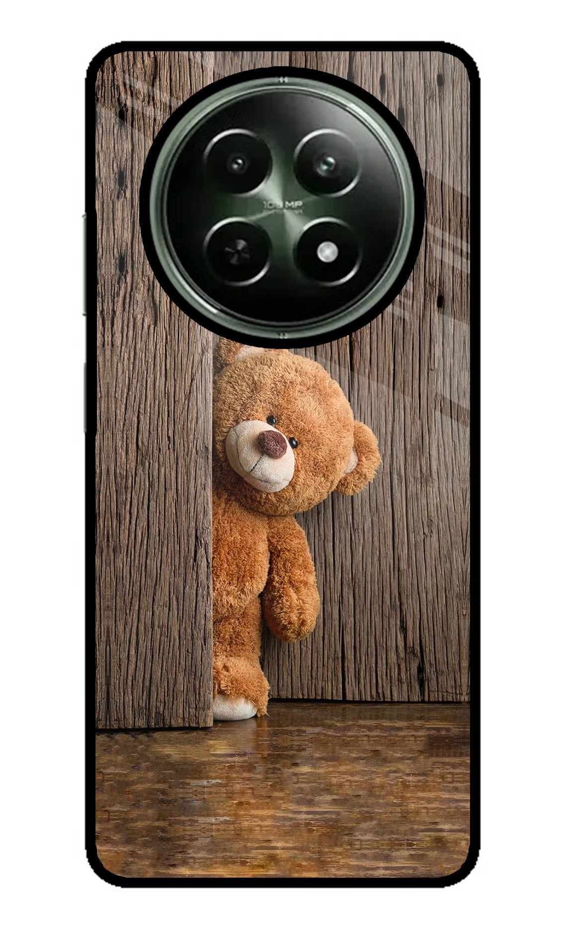 Teddy Wooden Realme 12x 5G Glass Case Back Cover by Casekaro