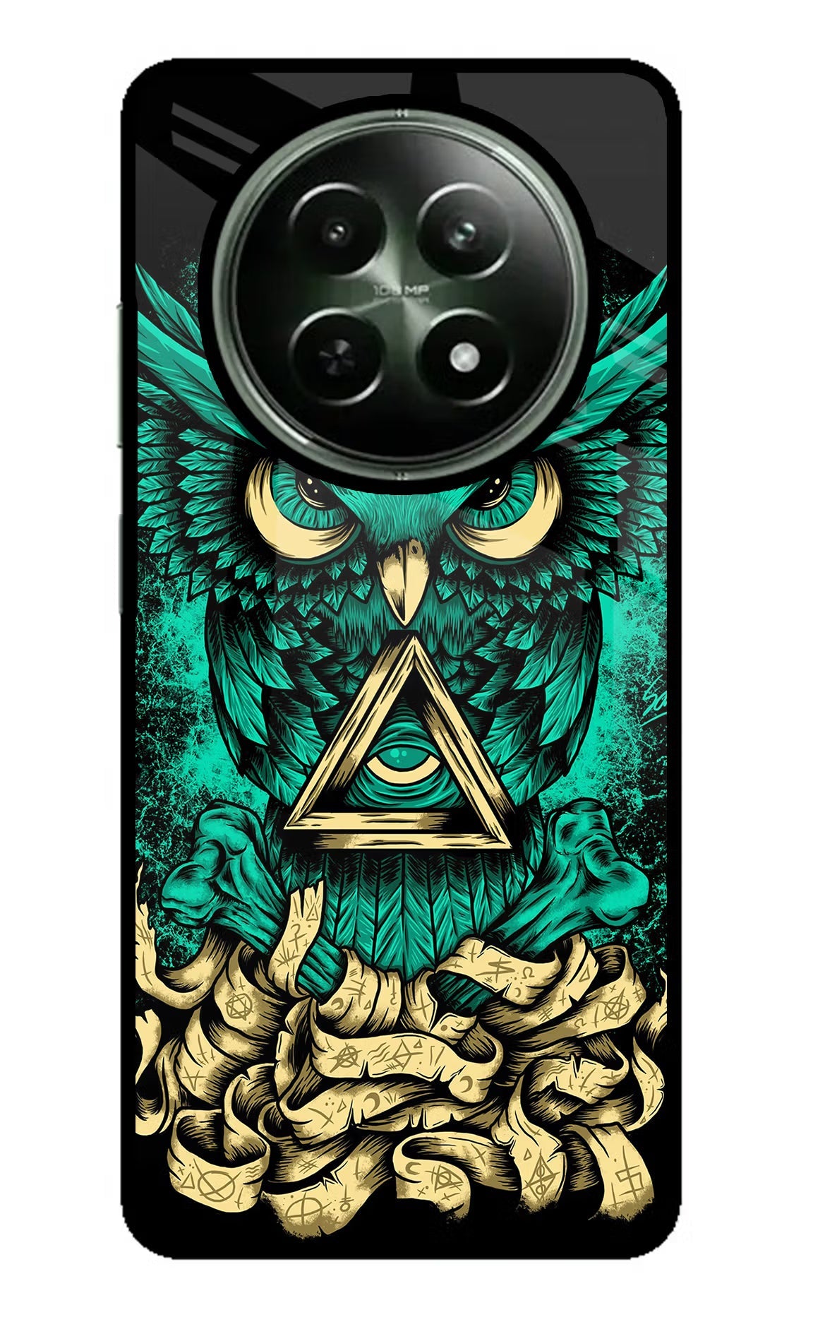 Green Owl Realme 12x 5G Glass Case Back Cover by Casekaro