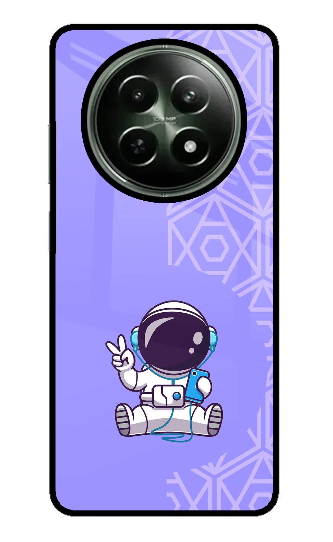 Cute Astronaut Chilling Realme 12x 5G Glass Case Back Cover by Casekaro