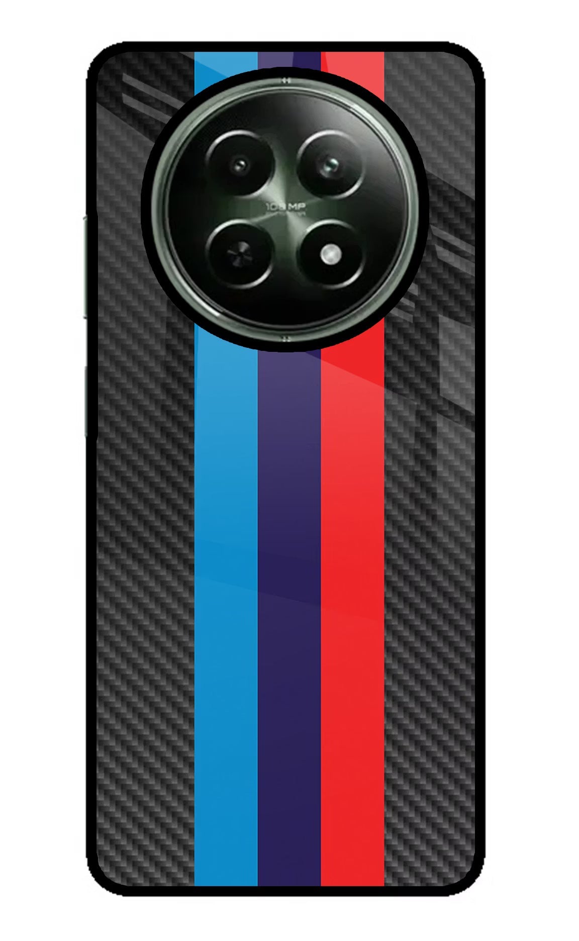 BMW Stripes Pattern Realme 12x 5G Glass Case Back Cover by Casekaro