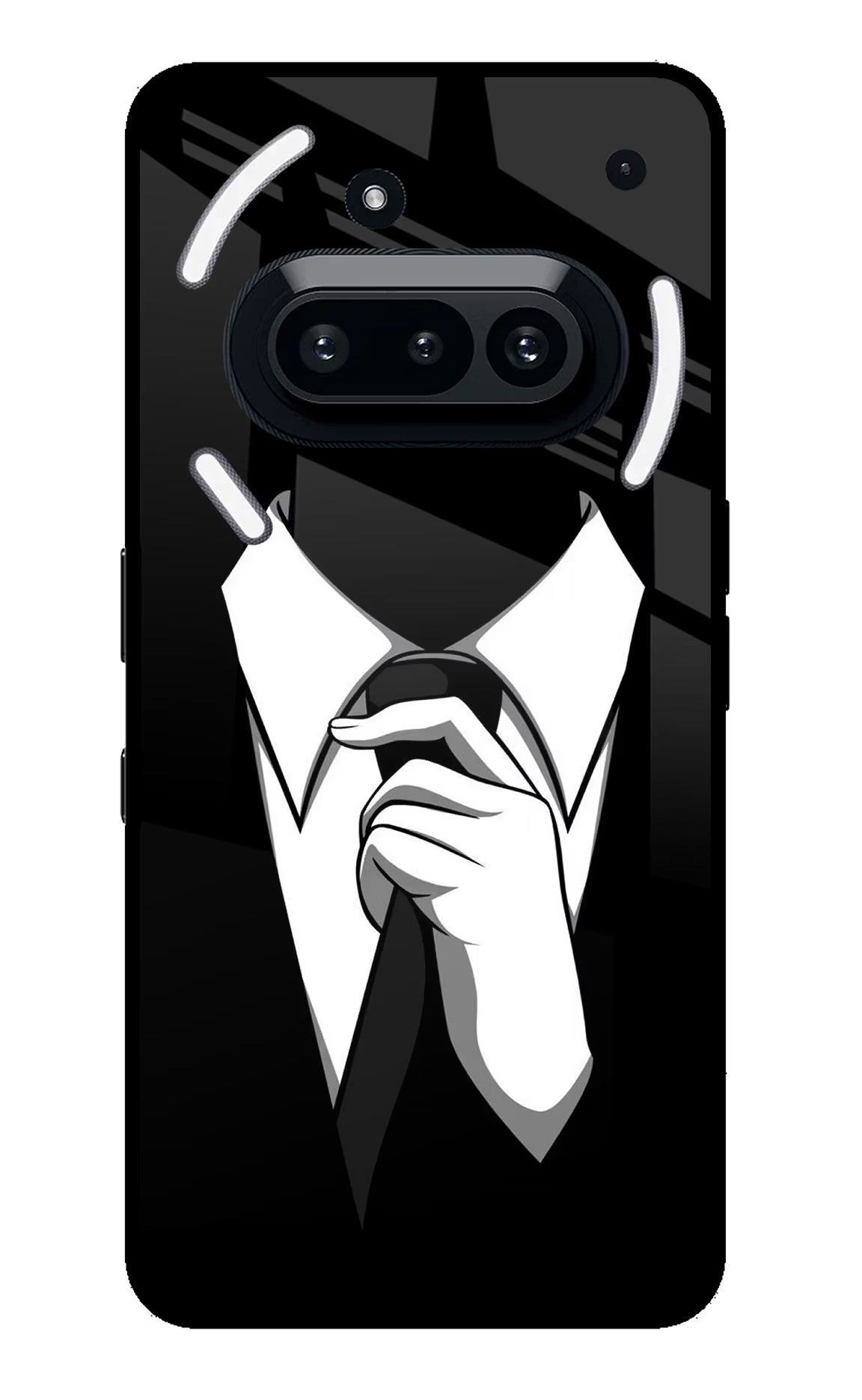 Black Tie Nothing Phone 3A Glass Case Back Cover by Casekaro