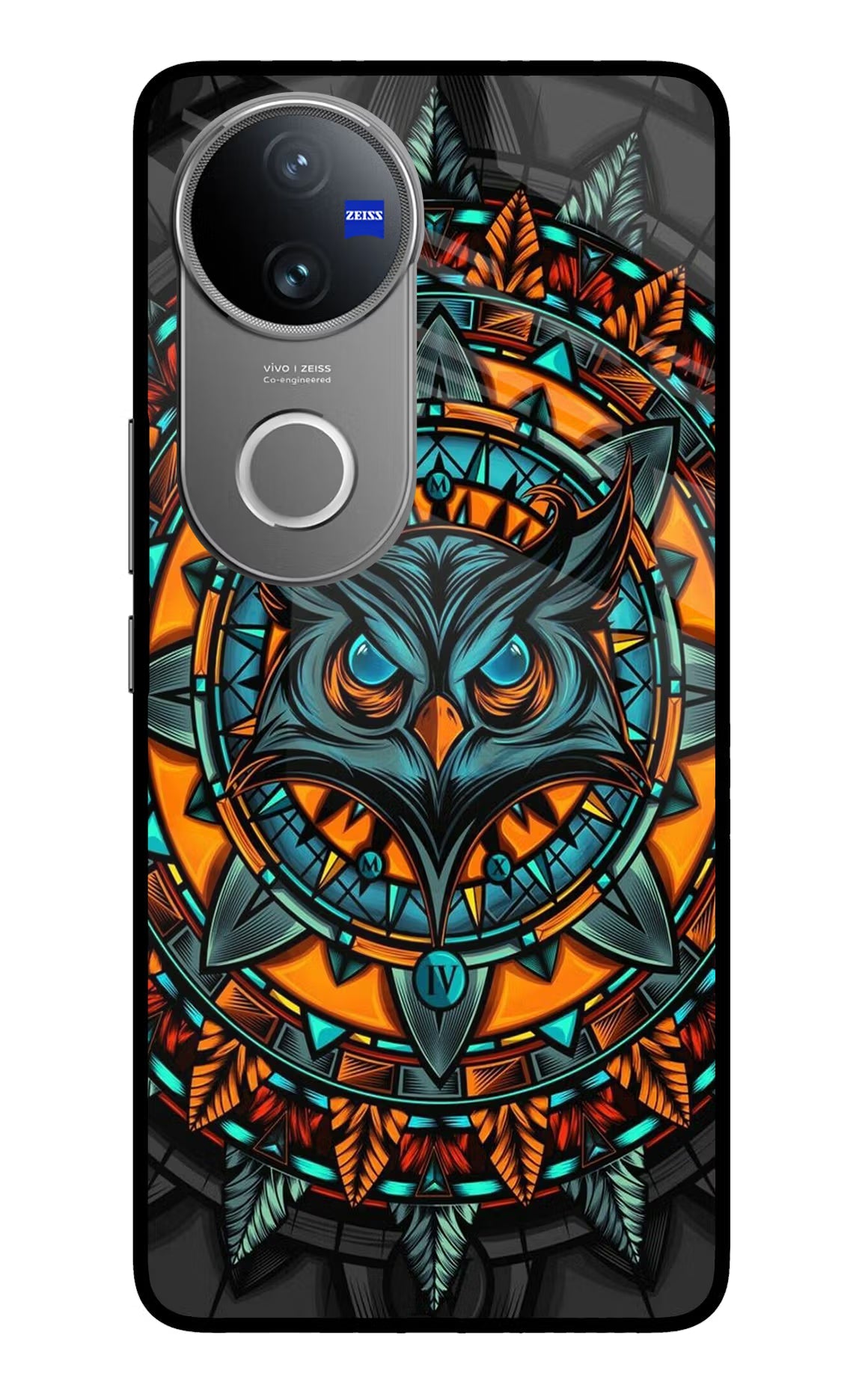 Angry Owl Art Vivo V50 5G Glass Case Back Cover by Casekaro