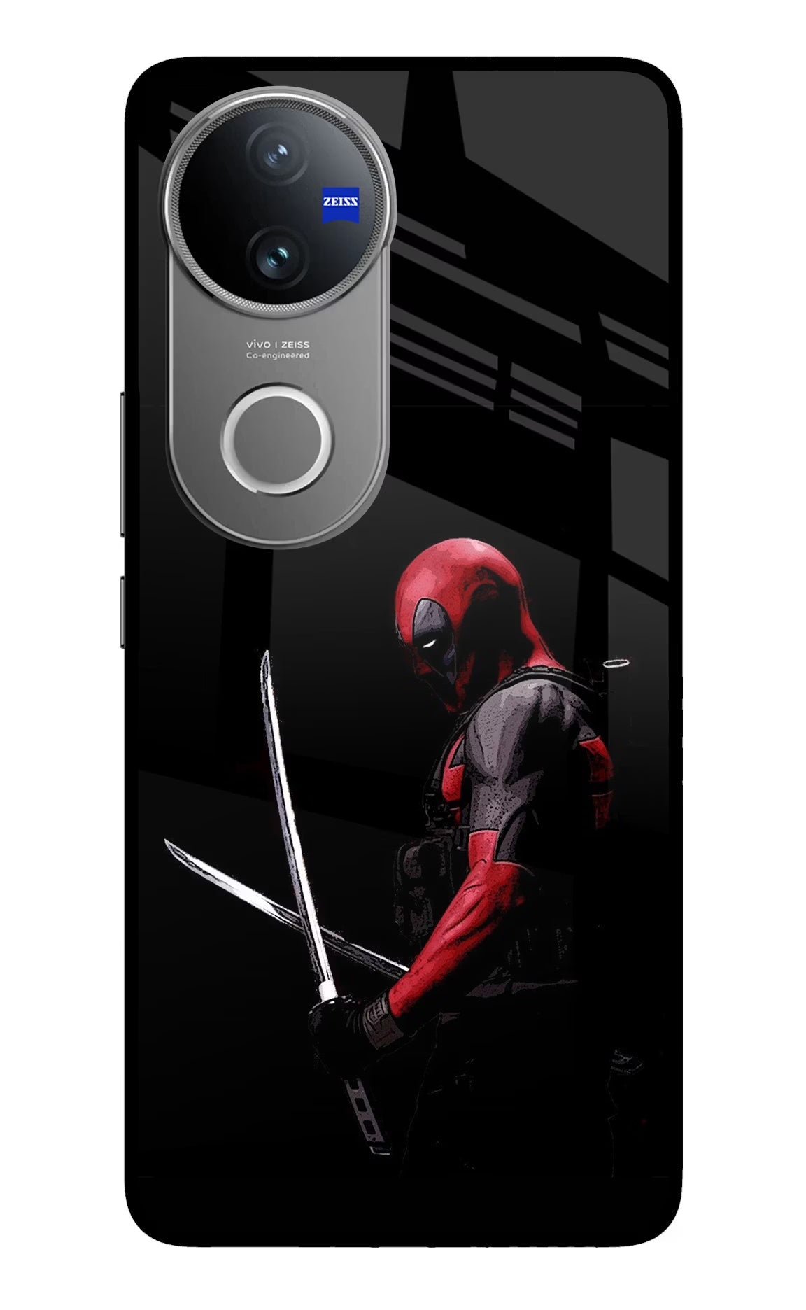 Deadpool Vivo V50 5G Glass Case Back Cover by Casekaro