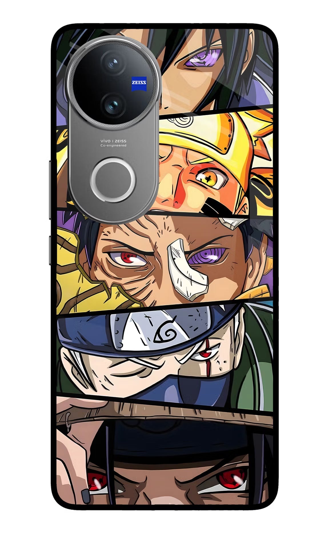 Naruto Character Vivo V50 5G Glass Case Back Cover by Casekaro