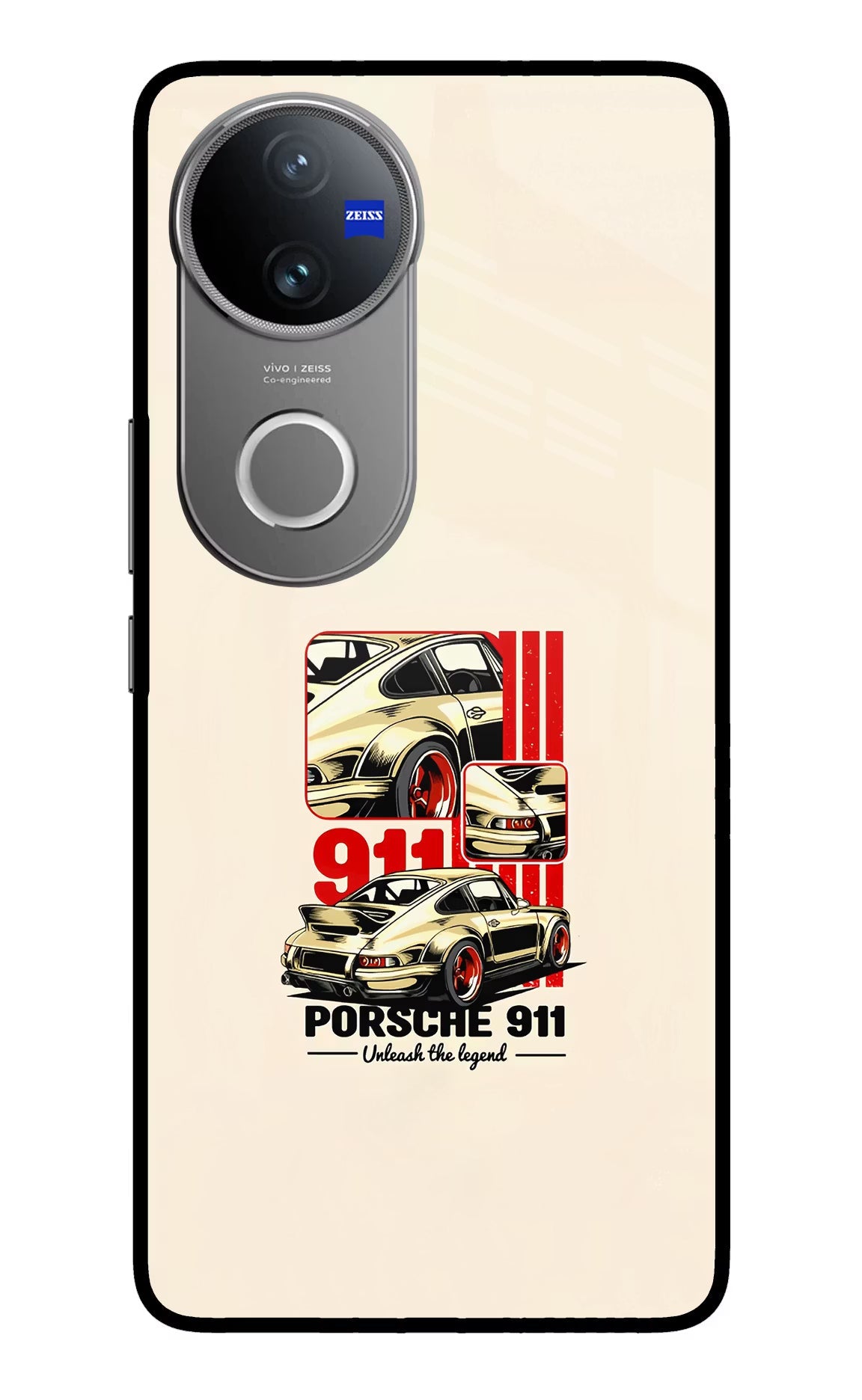 Classic Porsche 911 Vivo V50 5G Glass Case Back Cover by Casekaro